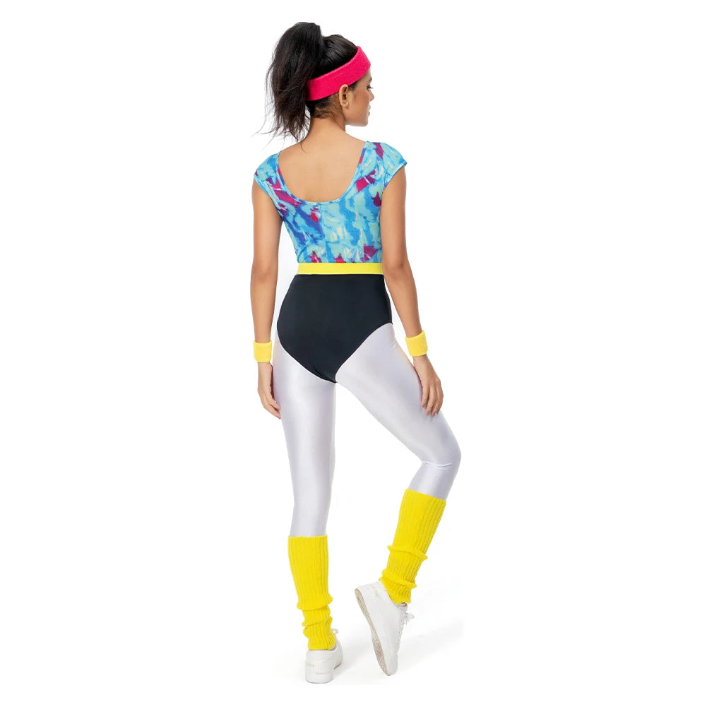 80s Neon Patchwork Retro Dress / Jumpsuit for Voksne