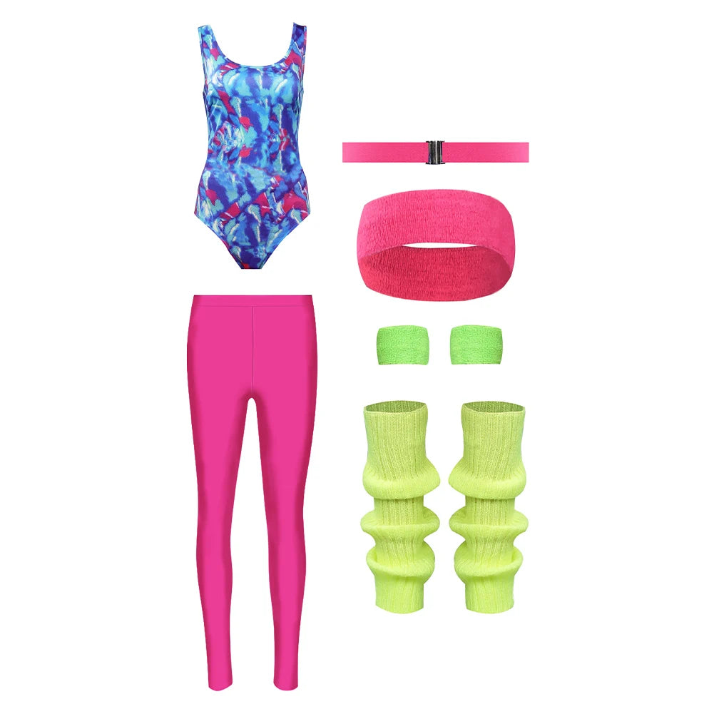 80s Neon Patchwork Retro Dress / Jumpsuit for Voksne