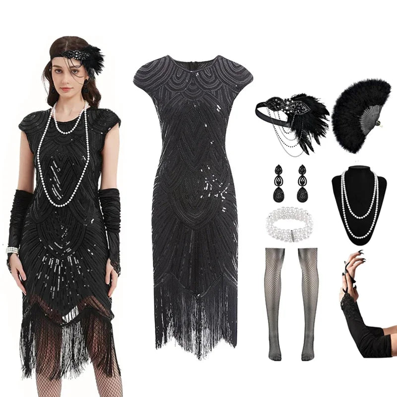 1920-tallet Charleston Flapper Kjolesett