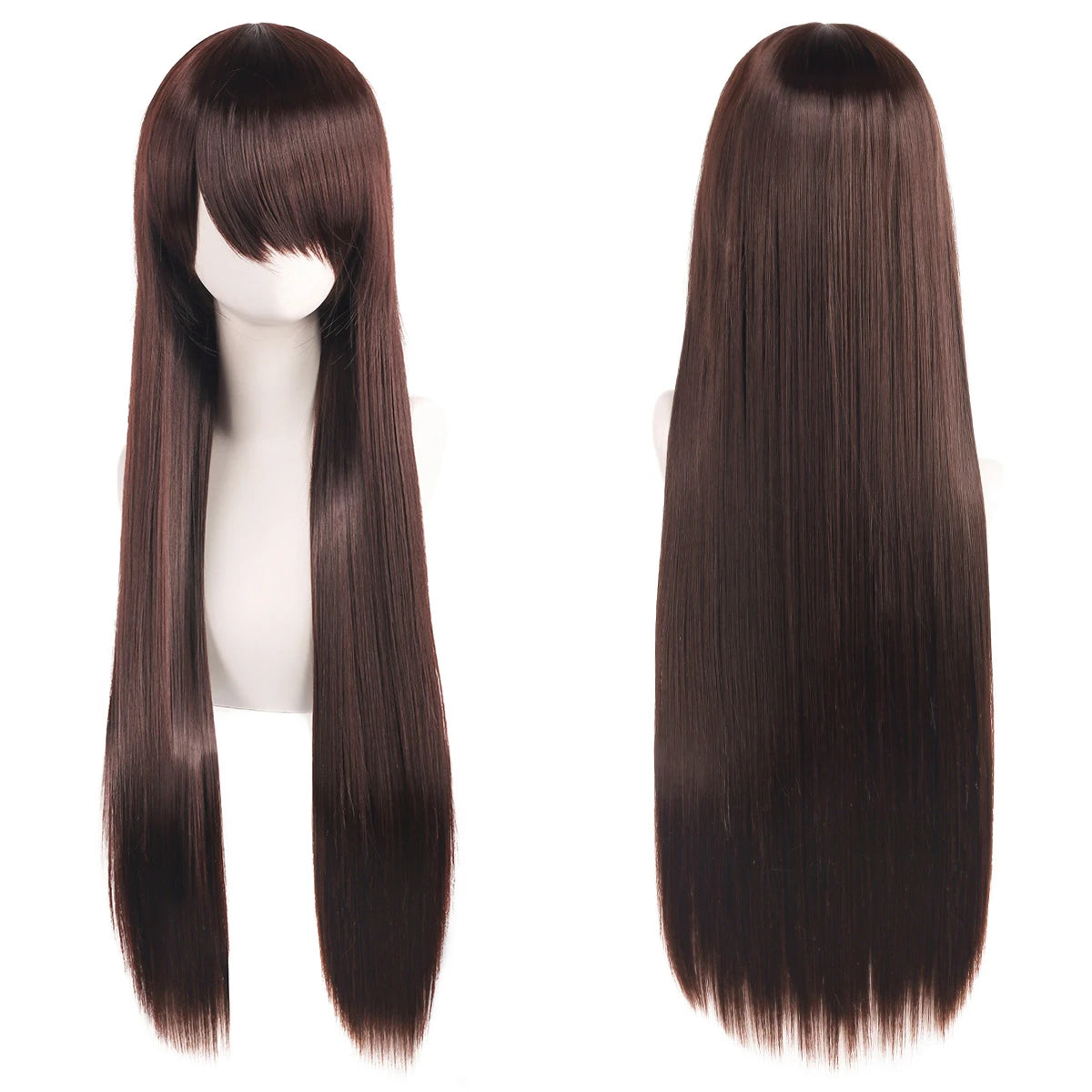 Lang Rett Lolita Cosplay-Parykk med Pannelugg (80 cm)