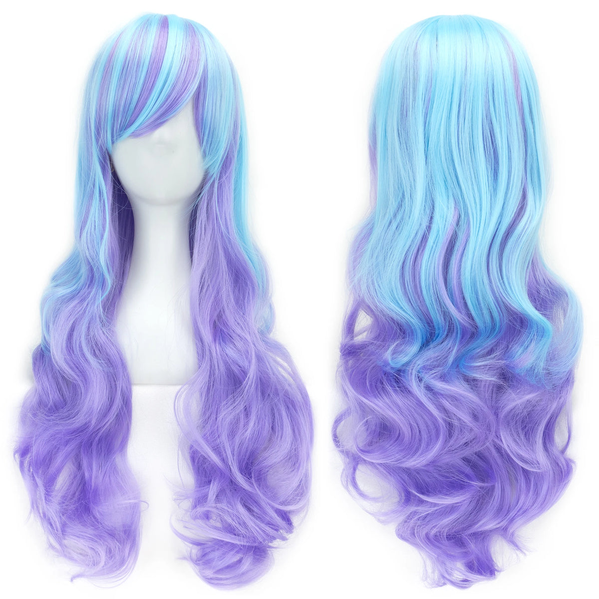 Regnbue Ombré Cosplay-Parykk med Pannelugg (70 cm)