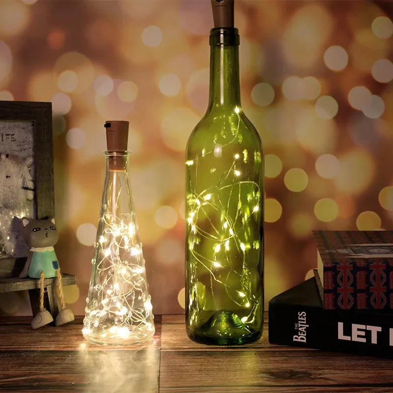 LED-lys til Vinflasker (Flaskelys med Kork 6-pk)