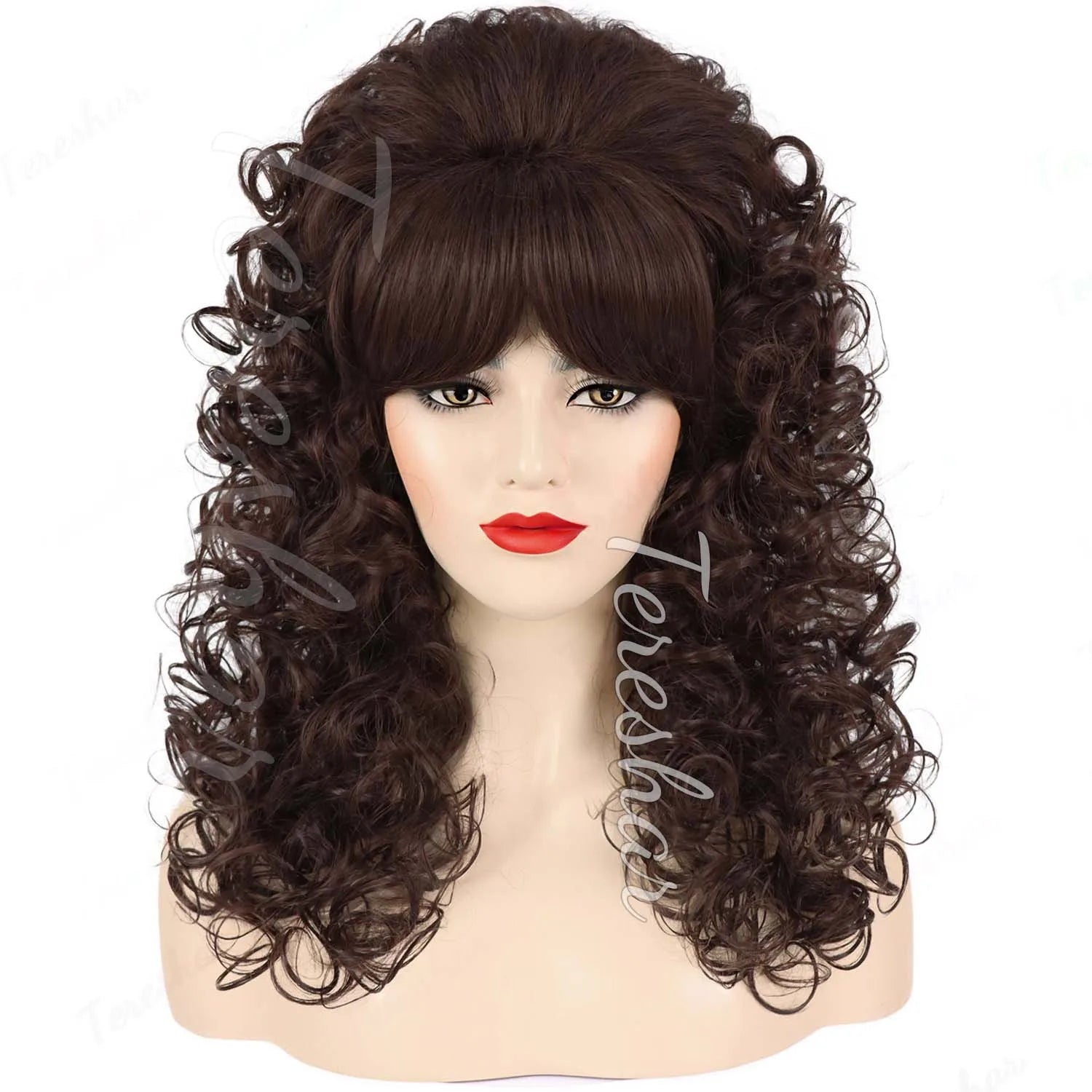 Stor 70s & 80s Retro Glamour Volumparykk for Damer