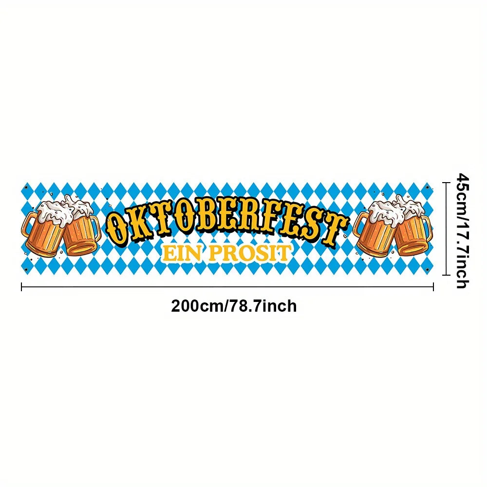 Oktoberfest Bayersk Diamantbanner med Ølseidel (45 x 200 cm)