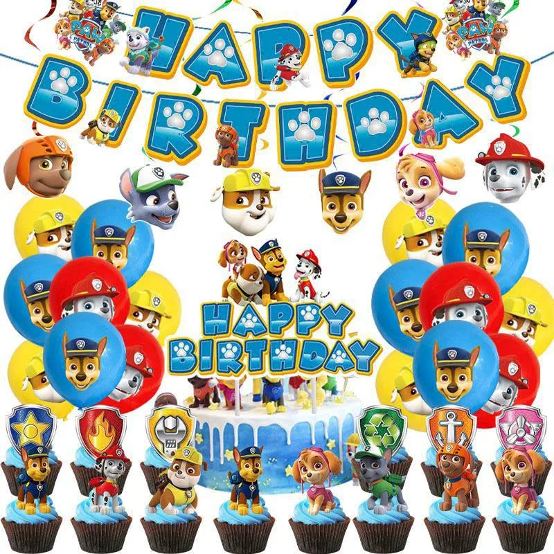 Paw Patrol Bursdagssett – Ballonger, Servise & Banner