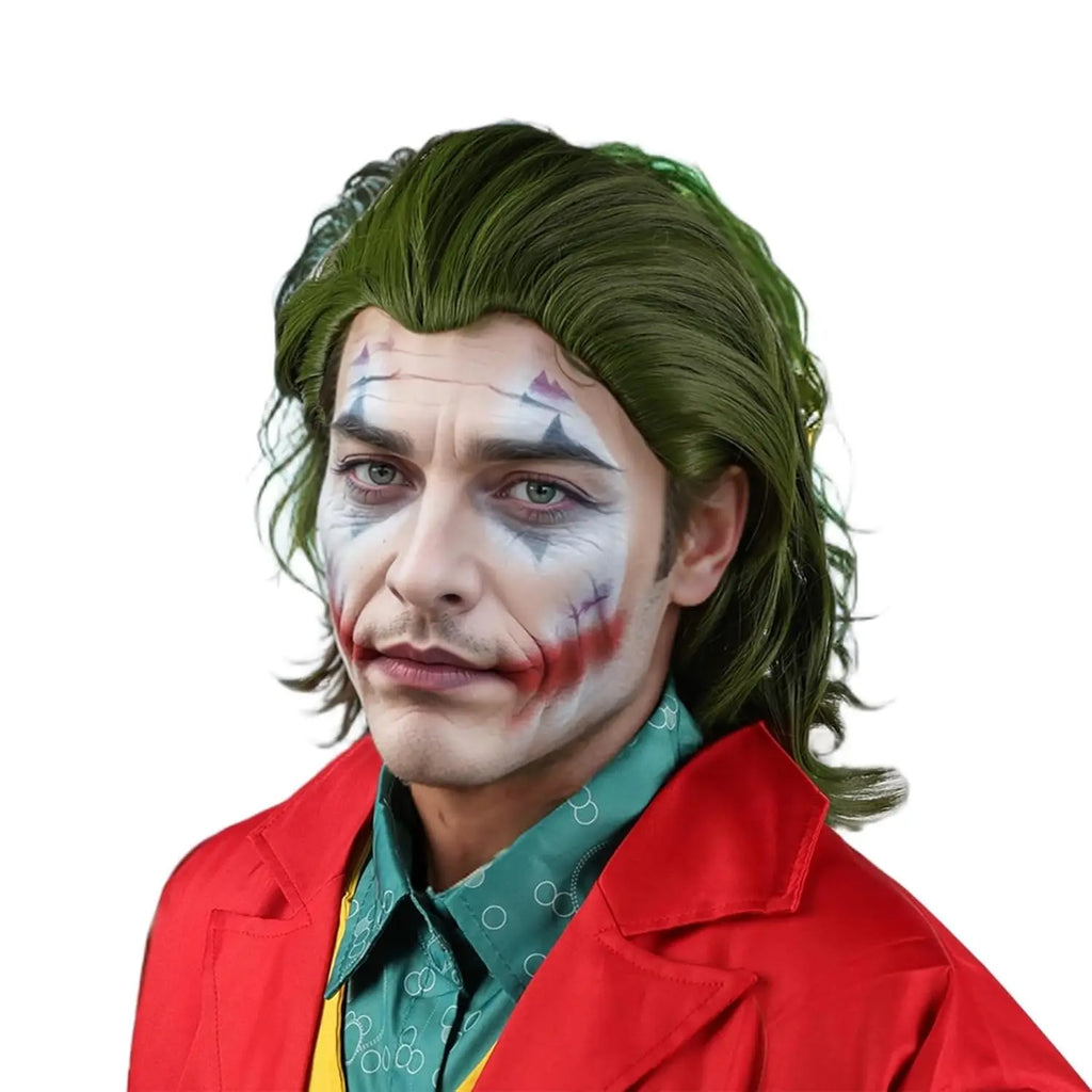 Kort Grønn Joker Krølleparykk for Menn