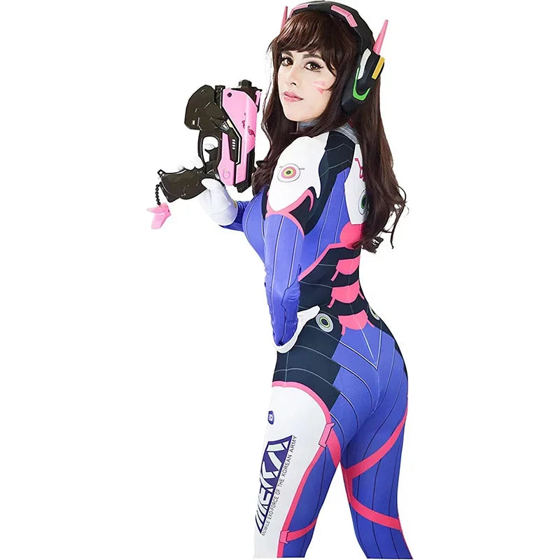 Overwatch D.Va Bodysuit Cosplay Kostyme & Tilbehør