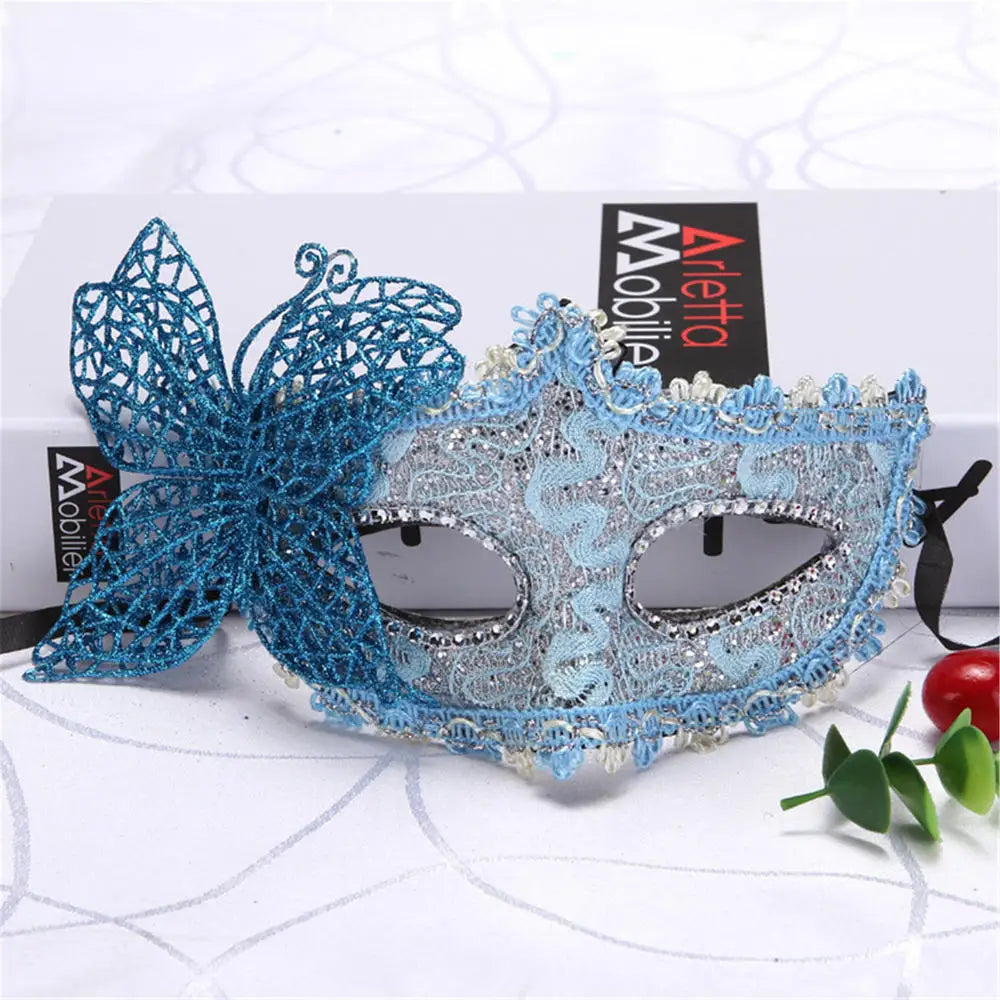 Charmig Fjær- & Blondemaske for Prinsesseball