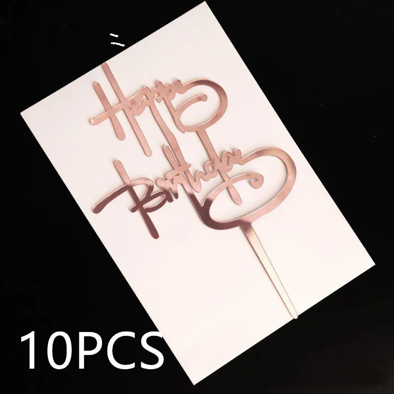 10-Pakning Akryl Happy Birthday Kaketoppere