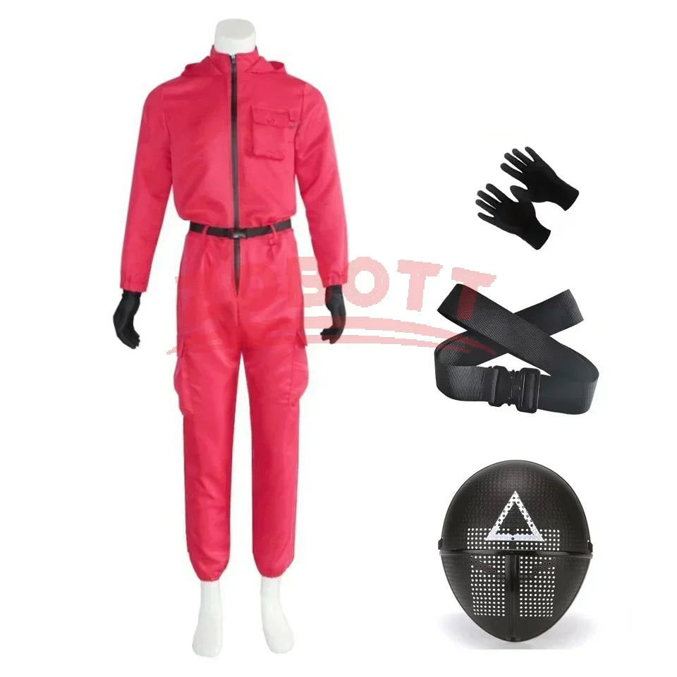 Rosa Jumpsuit Kostymesett med Maske