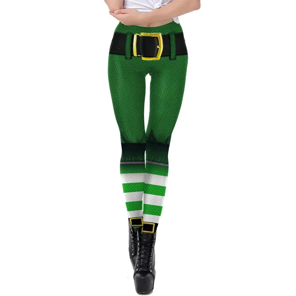 Grønne og Røde Alve-Tights / Jule-Leggings