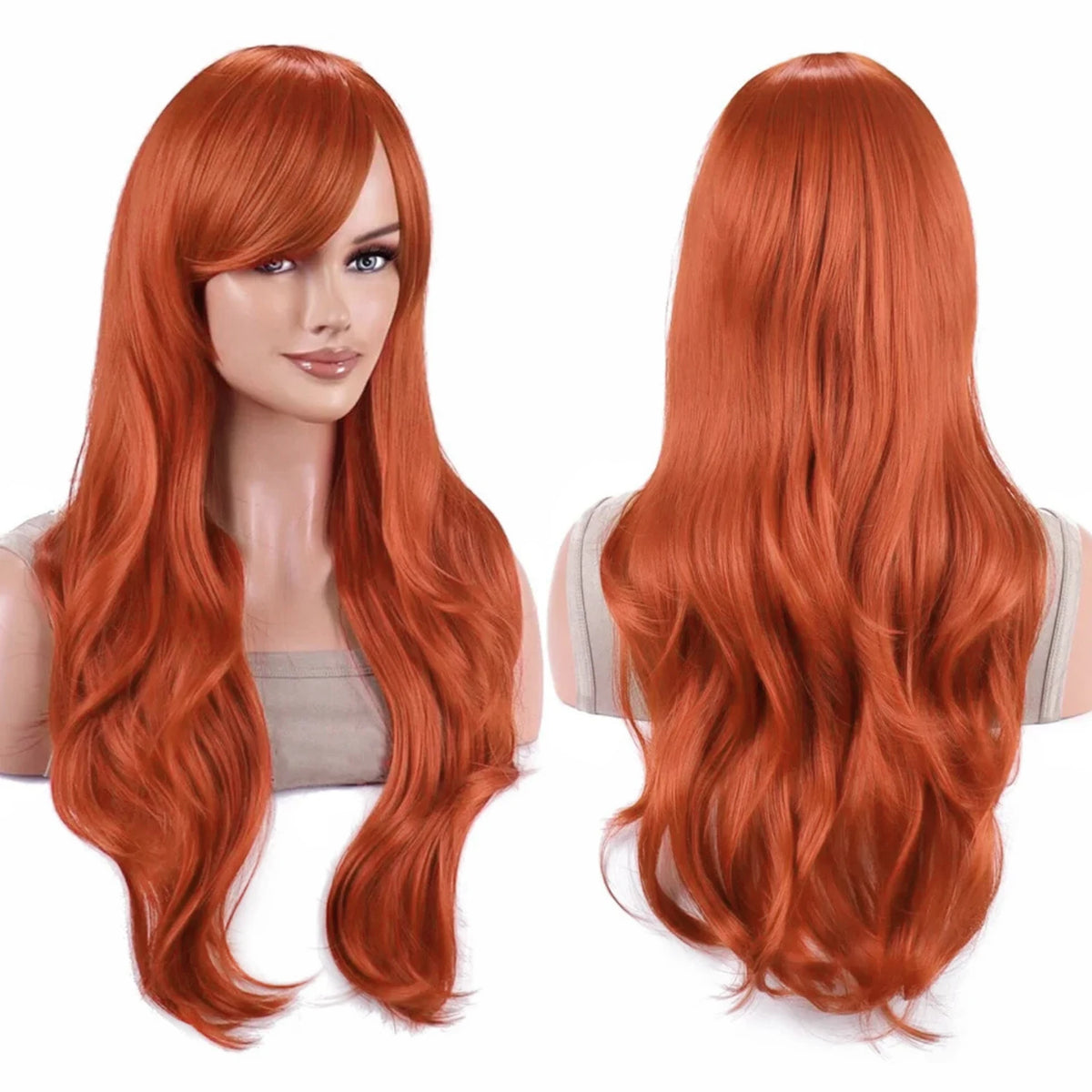 Lang Bølgete Cosplay-Parykk med Pannelugg (70 cm)