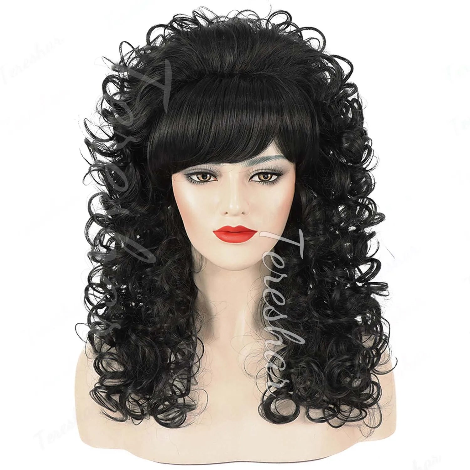 Stor 70s & 80s Retro Glamour Volumparykk for Damer