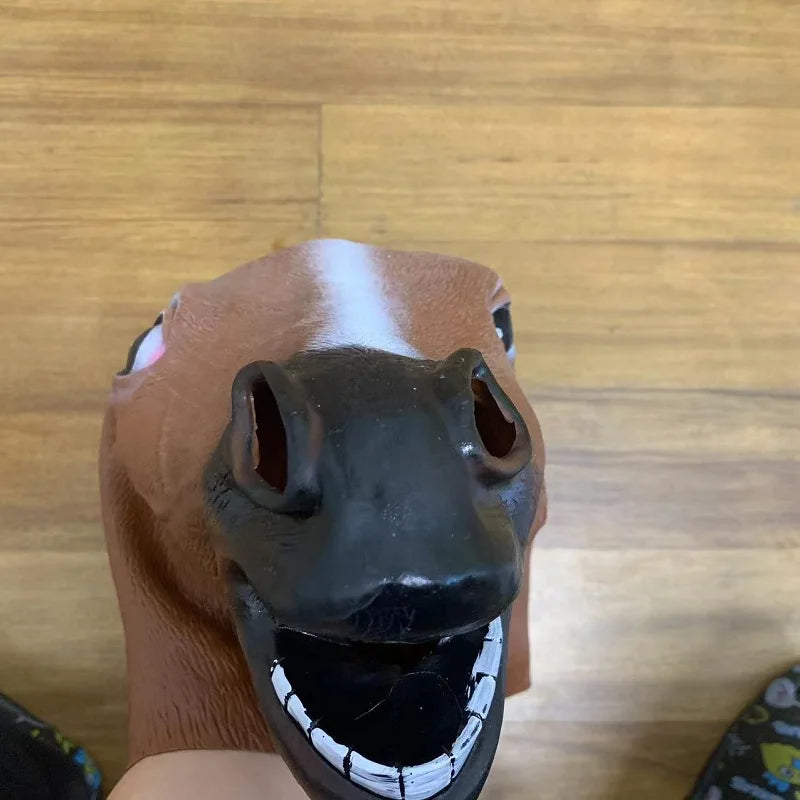 Morsom Brun Hest Dyremaske i Lateks
