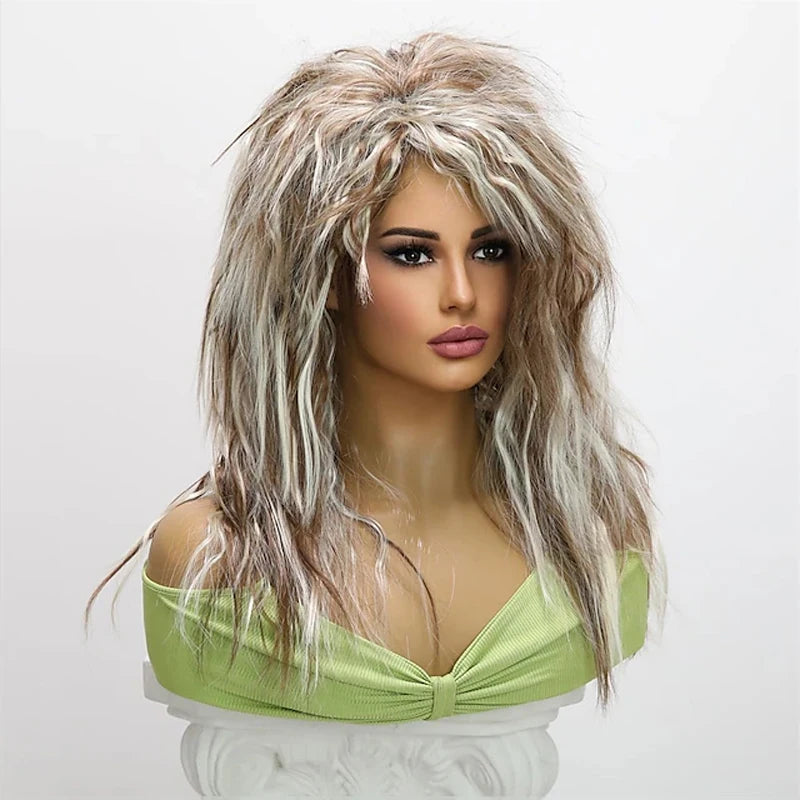 Lang 80s Punk Rocker Parykk for Damer (60 cm)