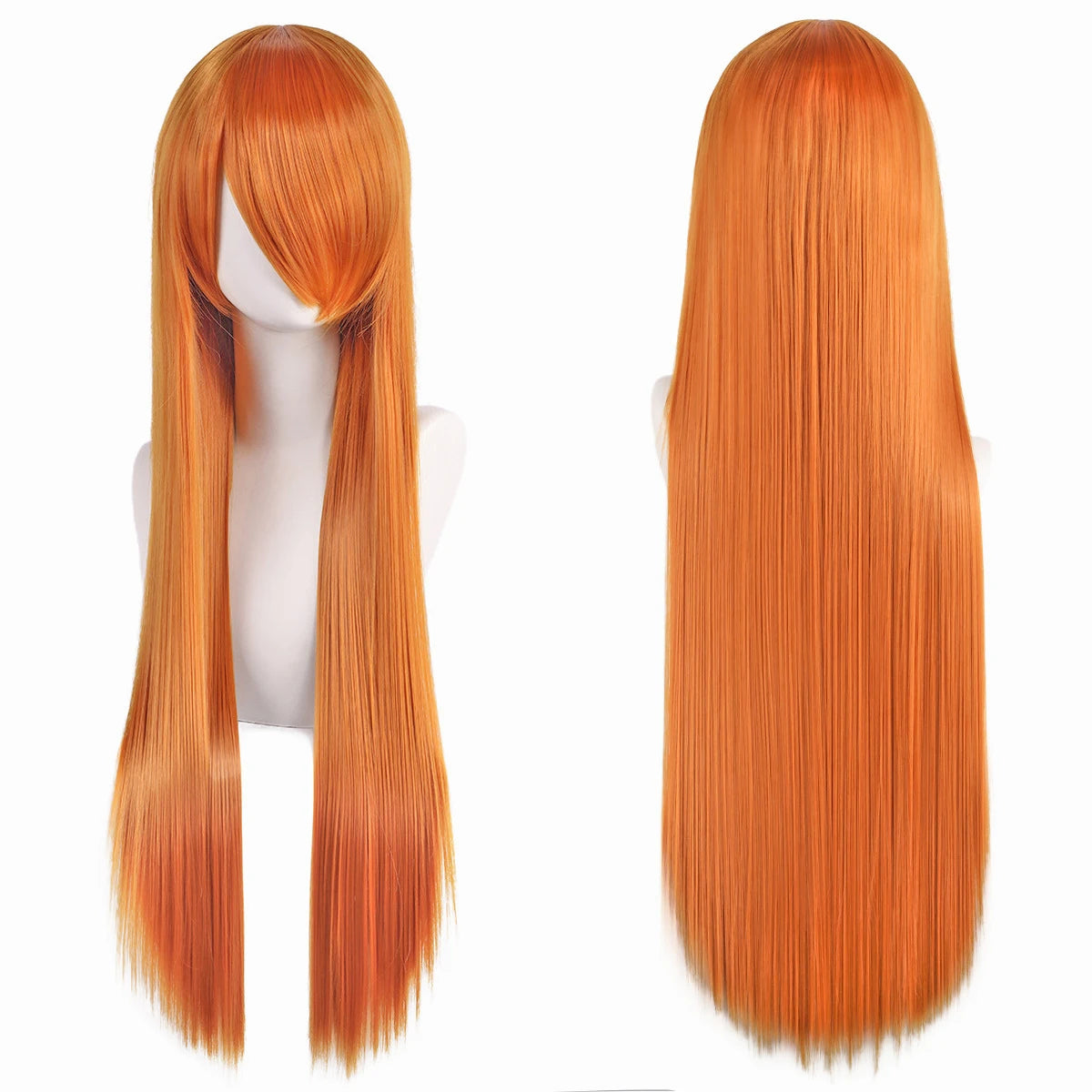 Lang Rett Lolita Cosplay-Parykk med Pannelugg (80 cm)