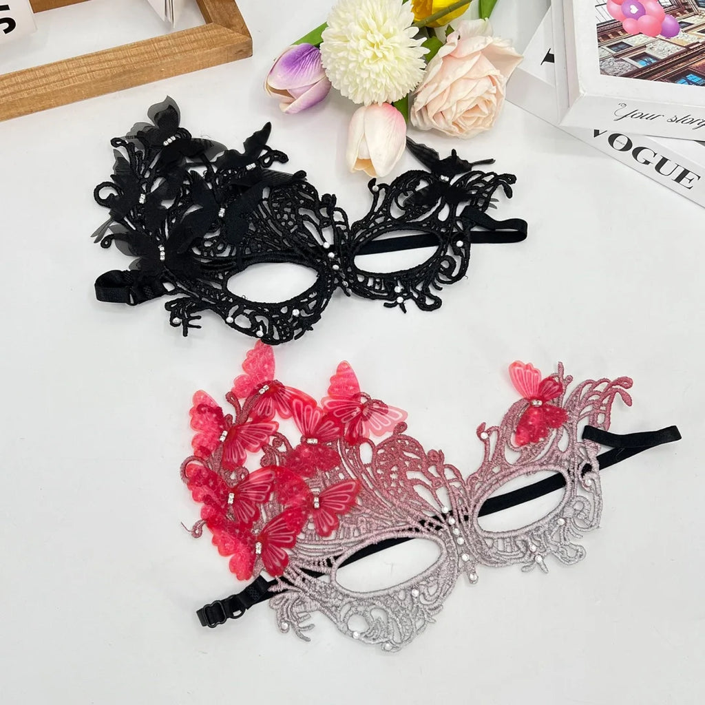Sommerfugl Blondemaske med Strass