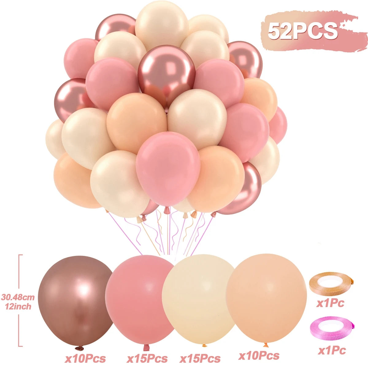 Perlemor & Metallisk Ballongmiks – Flerpakning