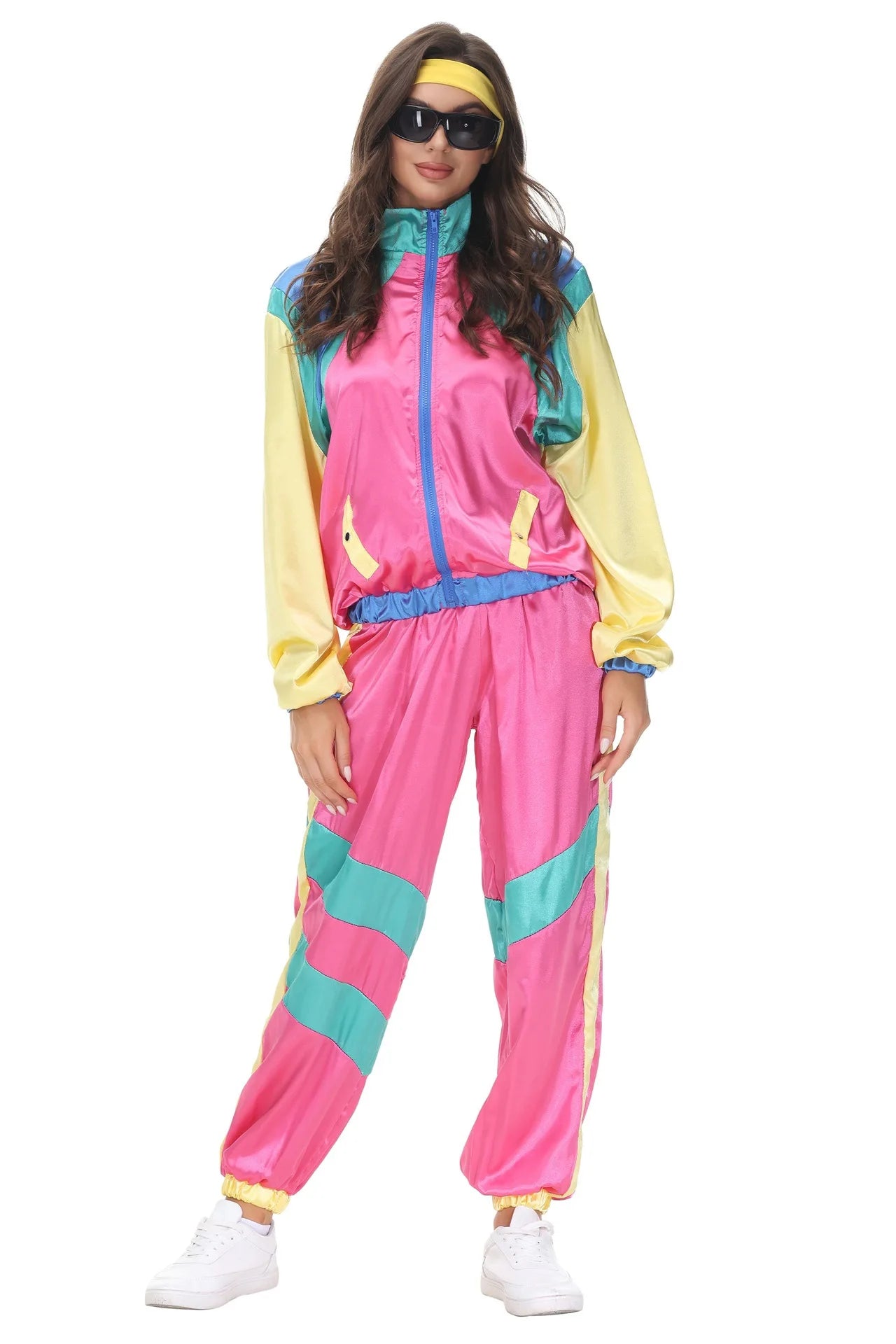Satin 80s Fargeblokk Treningsdress for Damer & Herrer