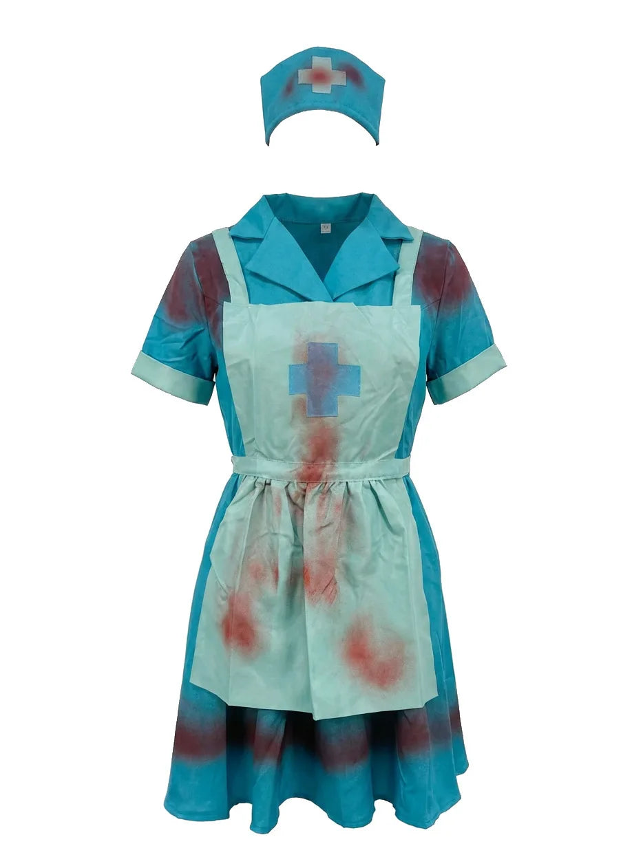 Blodig Zombie Sykepleier Halloween Kostyme