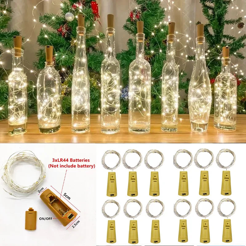 LED-lys til Vinflasker (Flaskelys med Kork 6-pk)