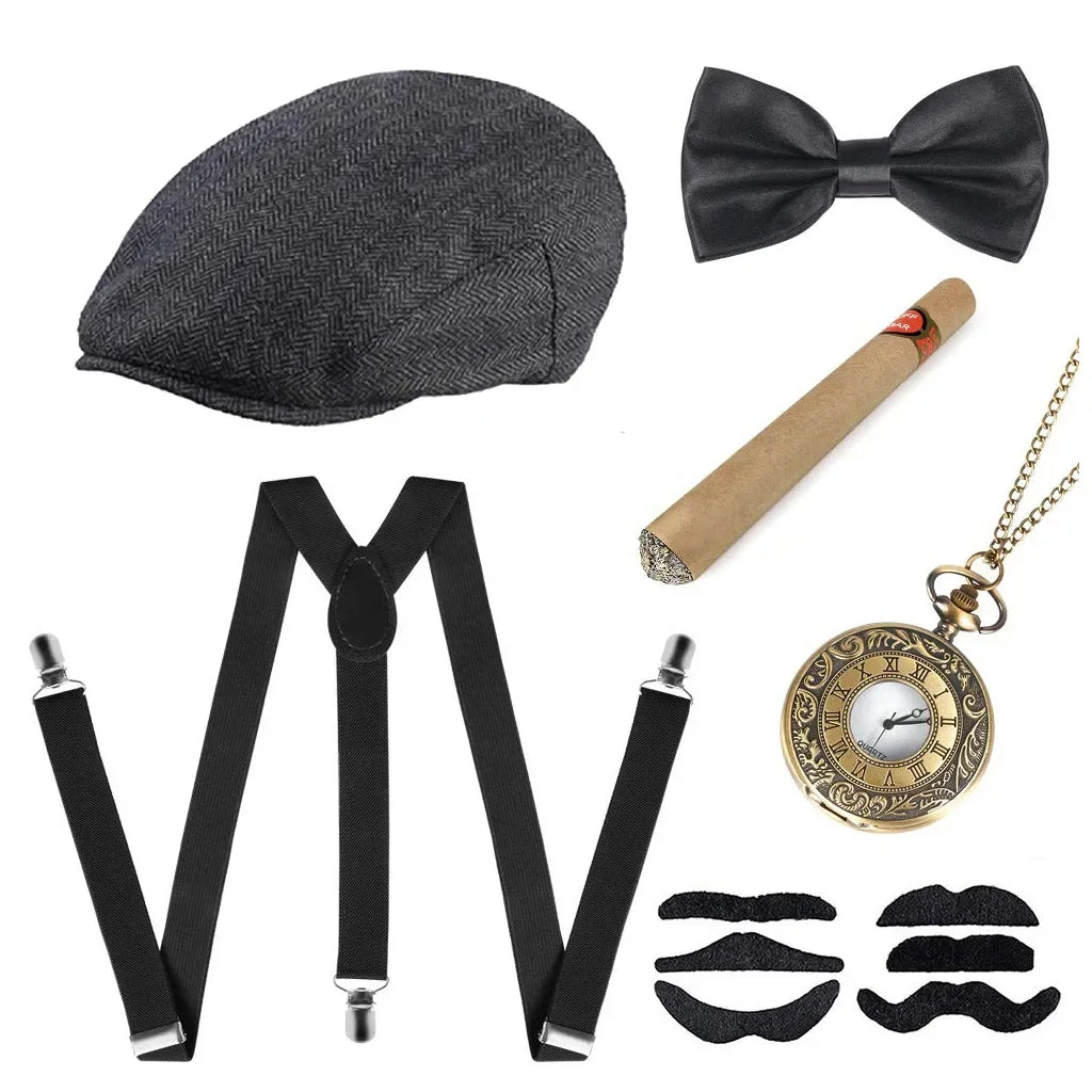 1920-tallet Gangster Tilbehørsett for Menn (Peaky Blinders Stil)