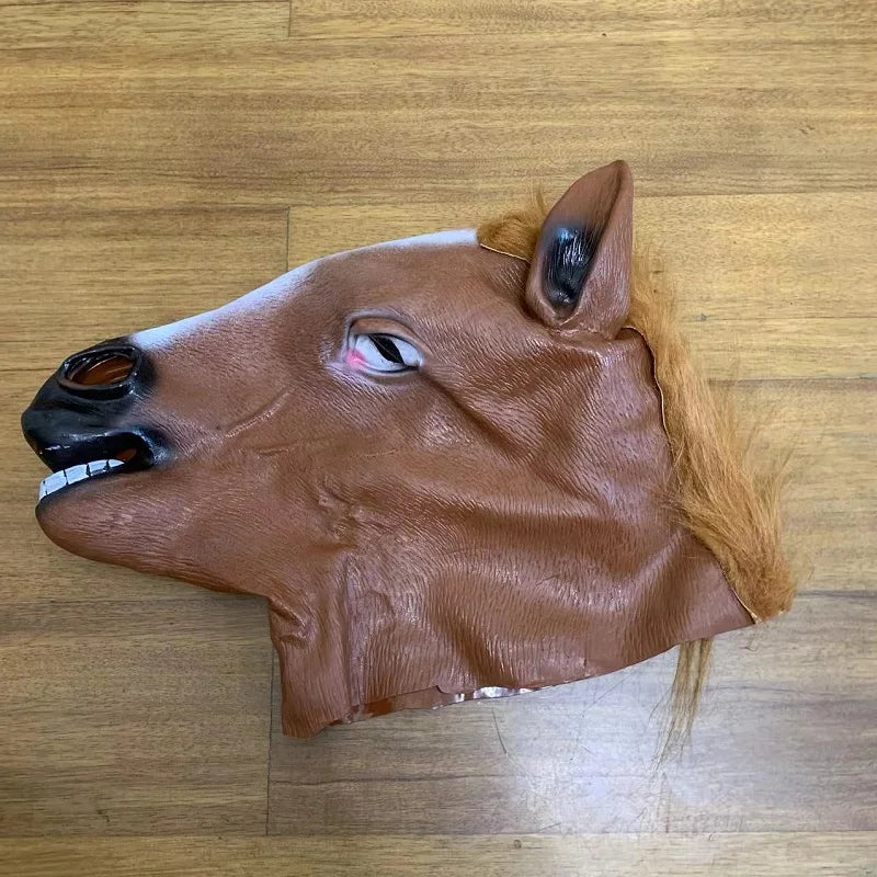 Morsom Brun Hest Dyremaske i Lateks