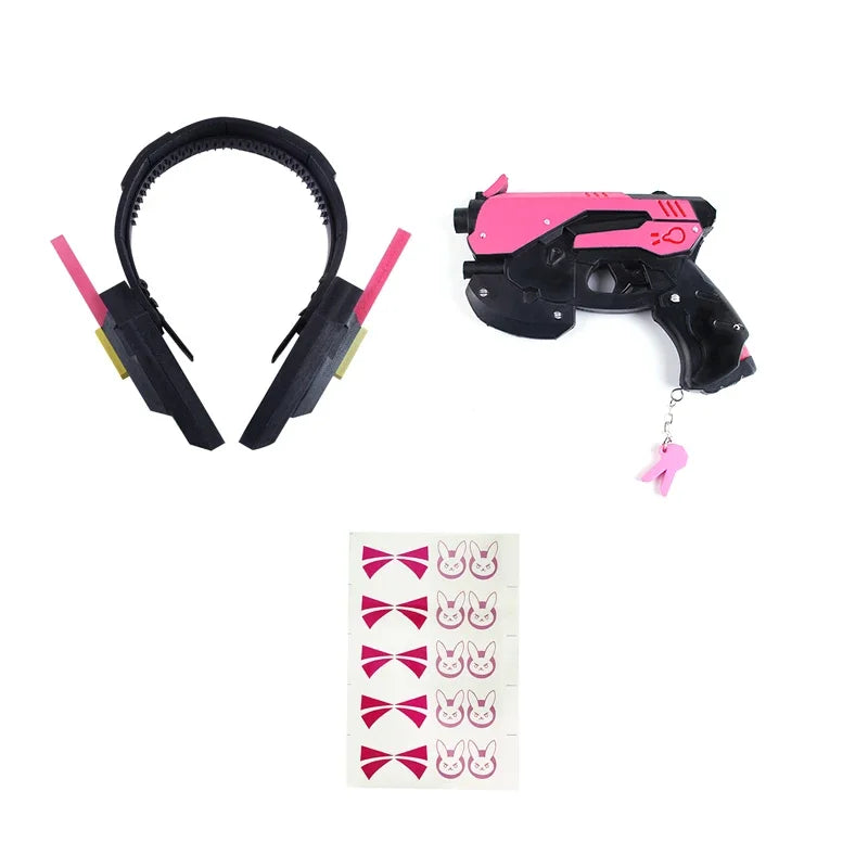 Overwatch D.Va Deluxe Cosplay-sett med Parykk & Hodesett
