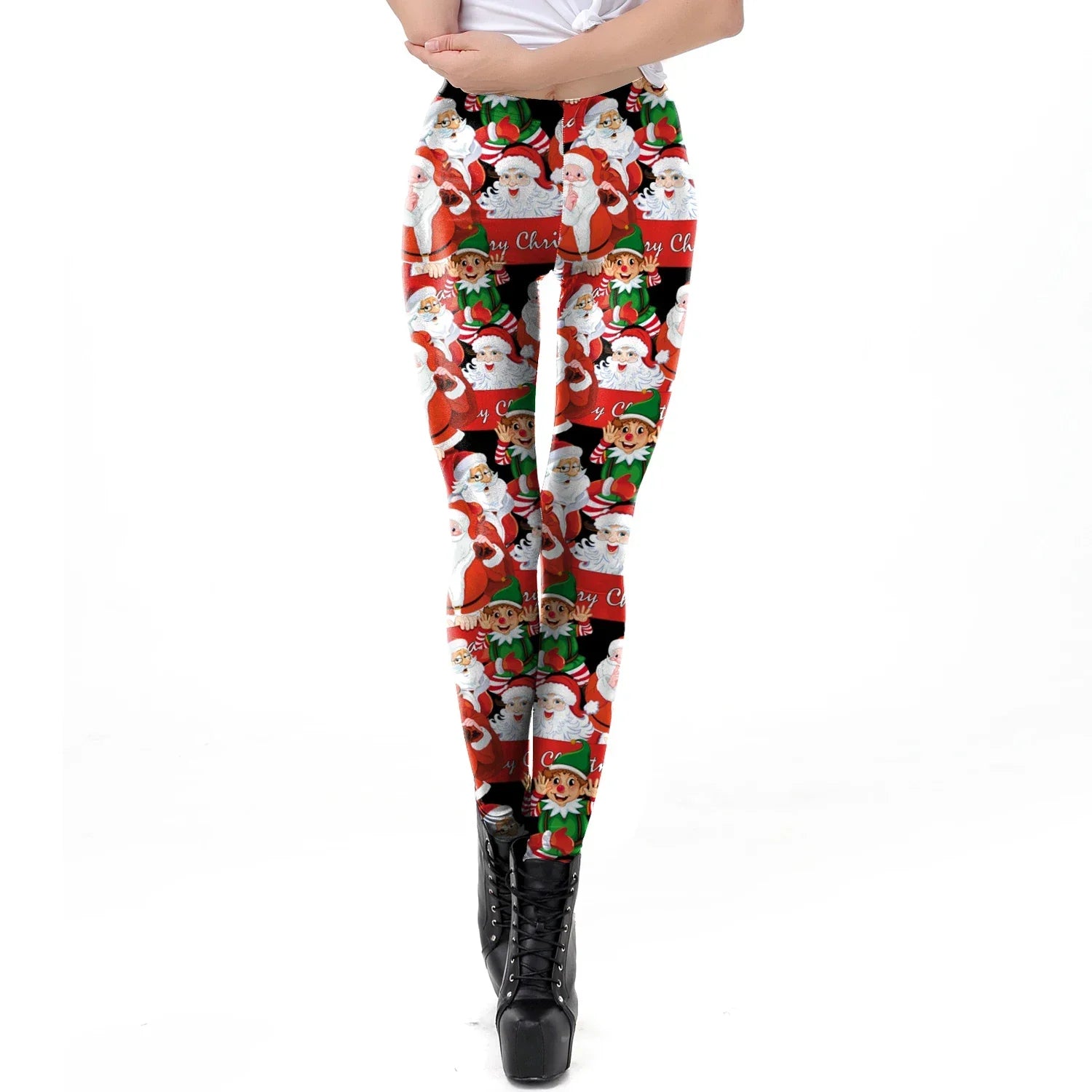 Grønne og Røde Alve-Tights / Jule-Leggings