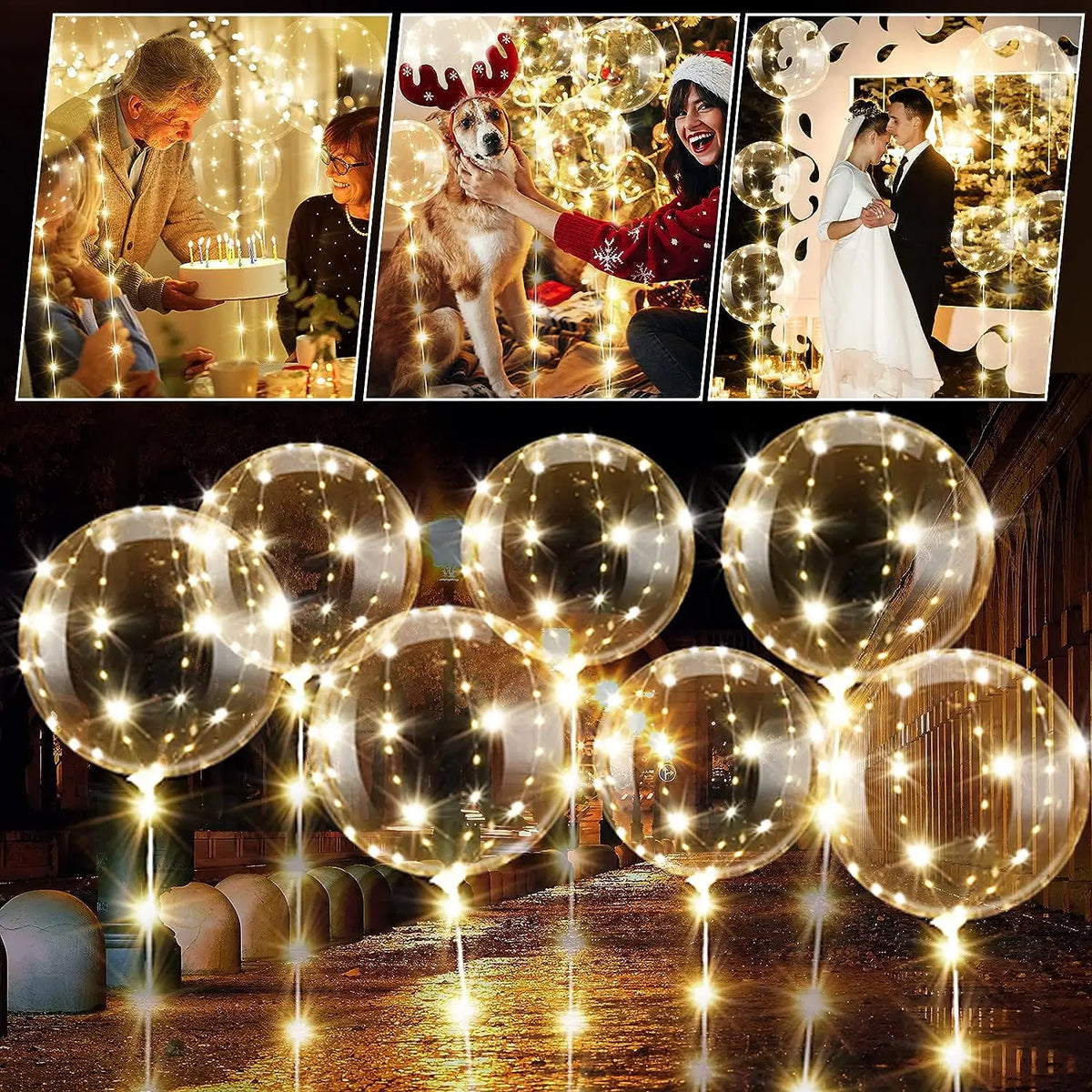 LED Bobo-ballonger med Lys (10-pk)