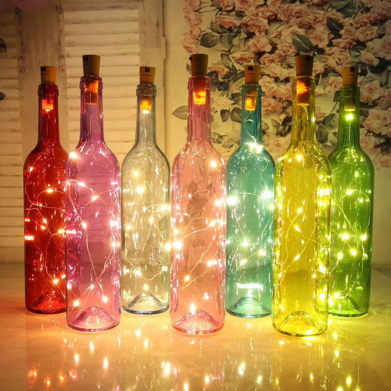 LED-lys til Vinflasker (Flaskelys med Kork 6-pk)