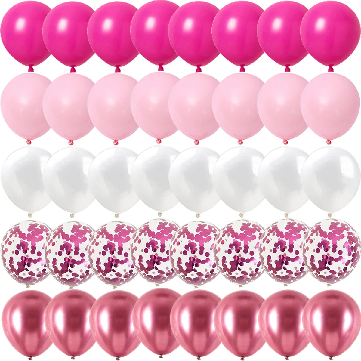Rose Rosa Metalliske & Konfetti Ballonger
