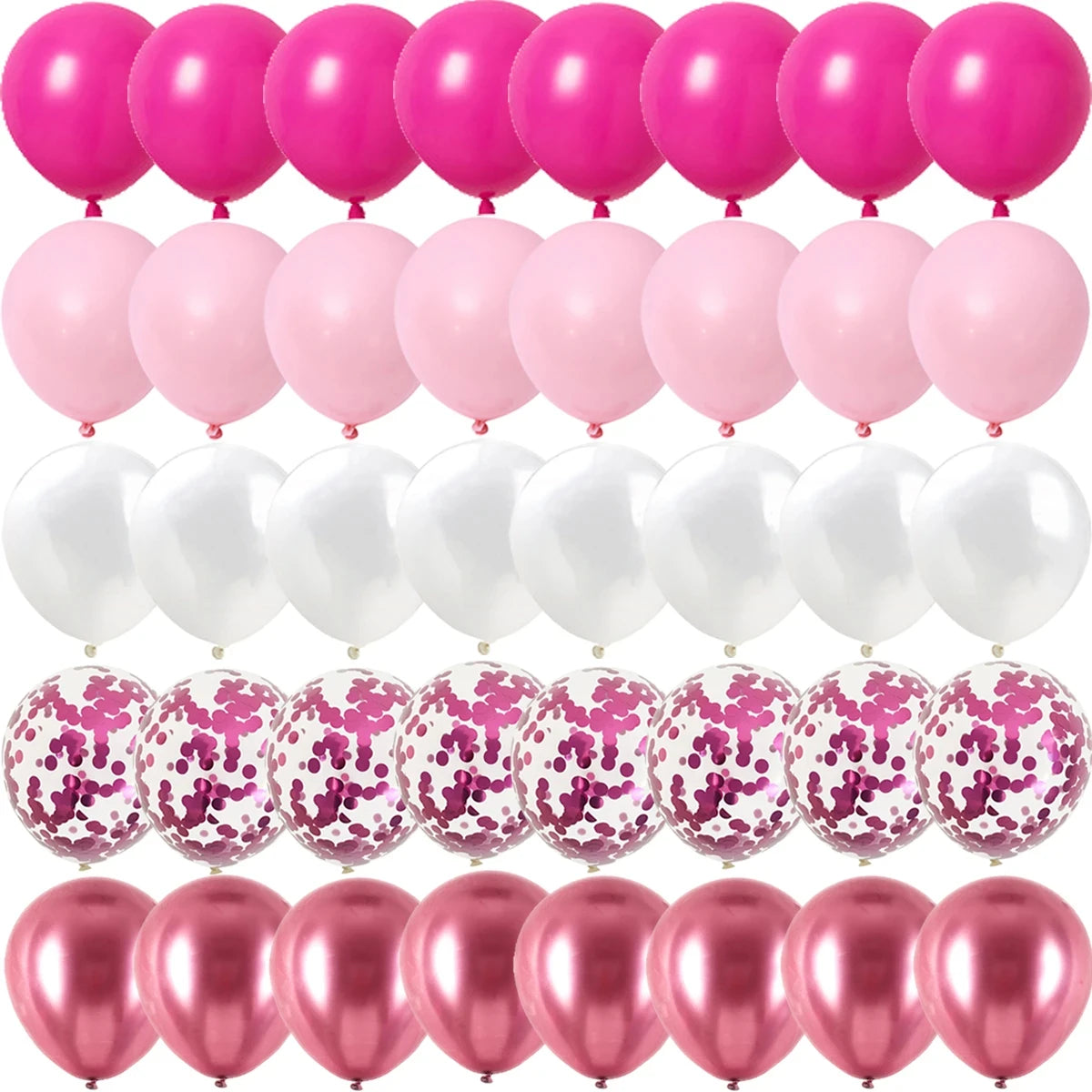 Rose Rosa Metalliske & Konfetti Ballonger