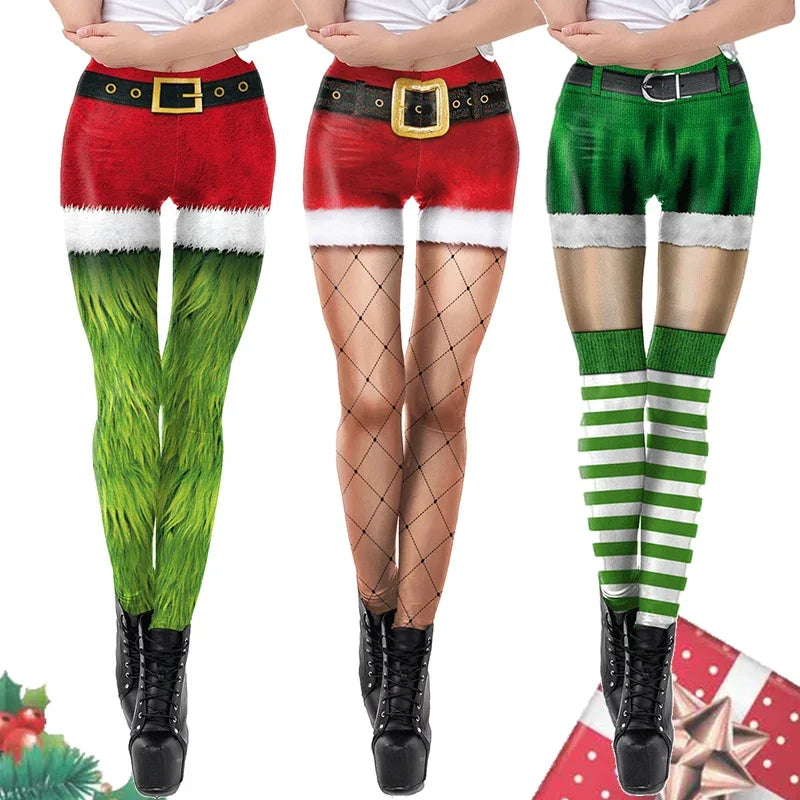 Grønne og Røde Alve-Tights / Jule-Leggings