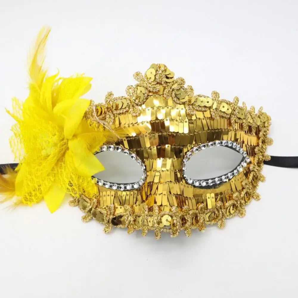 Charmig Fjær- & Blondemaske for Prinsesseball