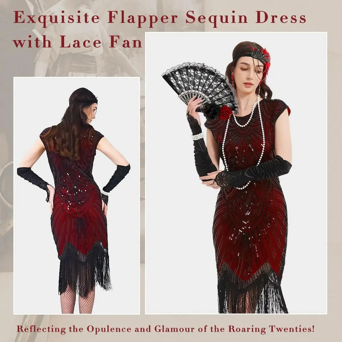 1920-tallet Charleston Flapper Kjolesett