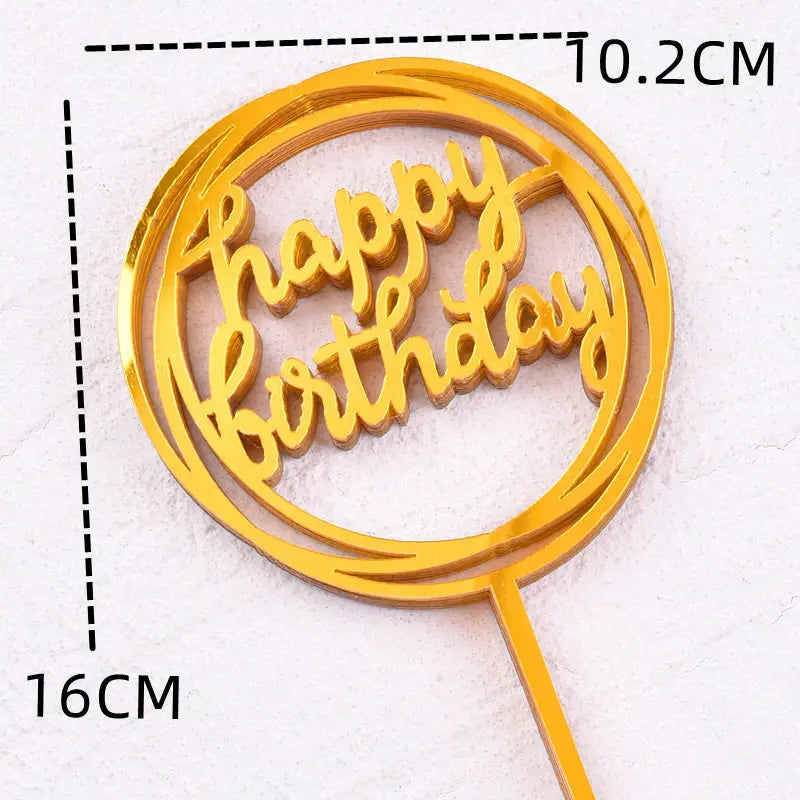 10-Pakning Akryl Happy Birthday Kaketoppere