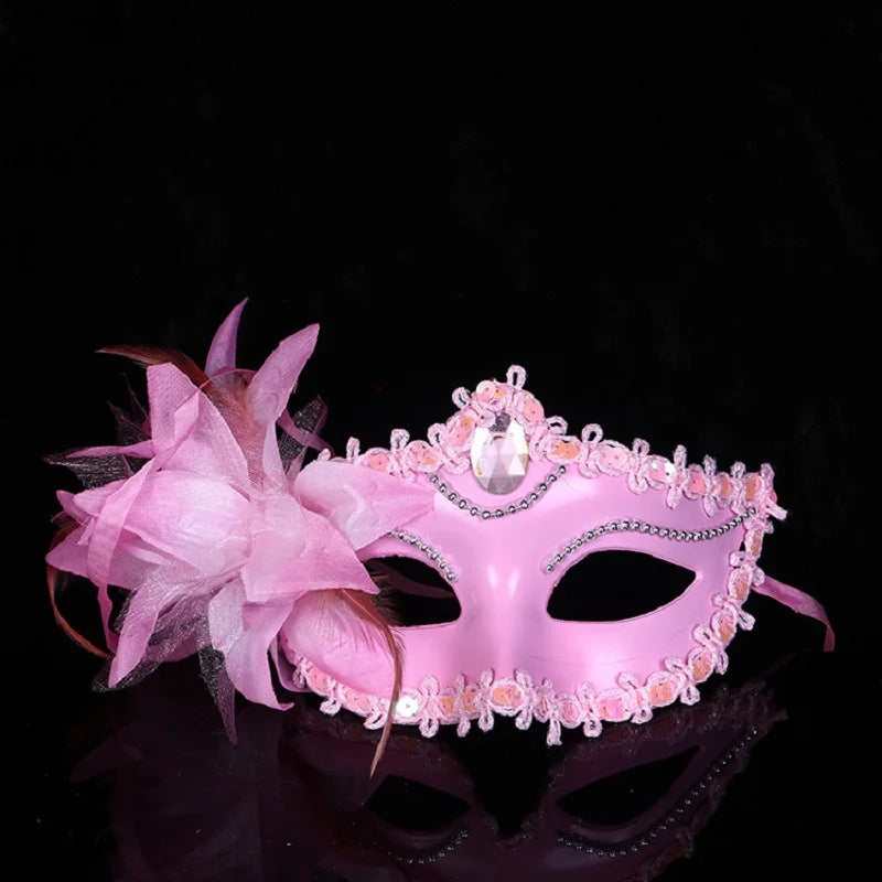 Luksuriøs Venetiansk Fjærmaske med Strass