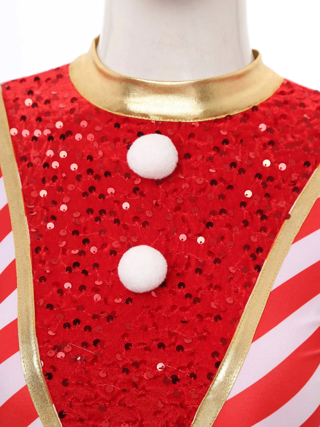 Candy Cane Jumpsuit for Damer med Paljetter og Pomponger