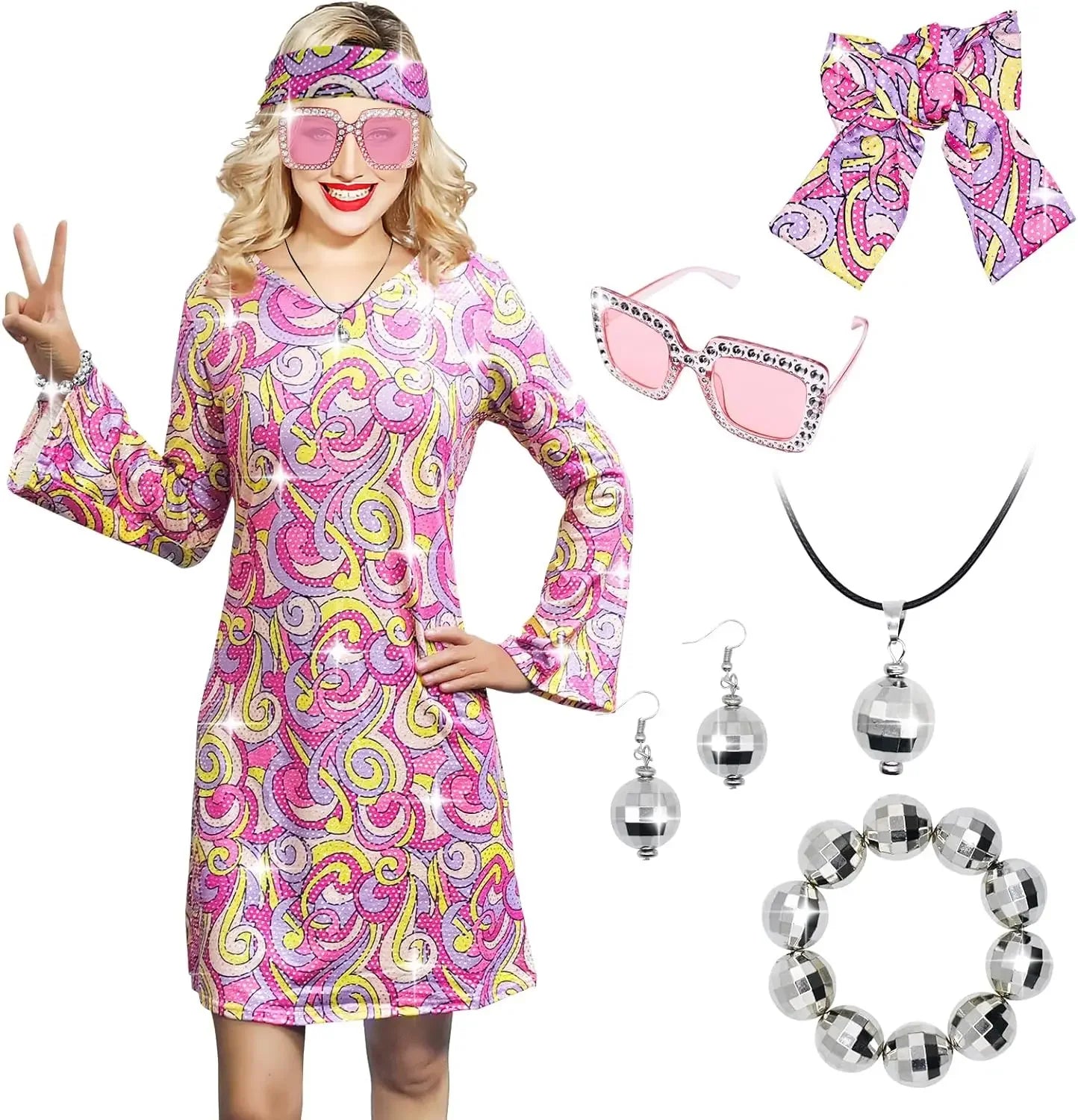 70-talls Hippie & Disko Kostyme for Herrer