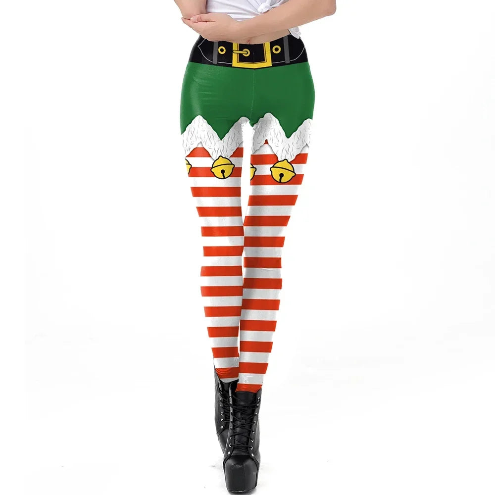 Grønne og Røde Alve-Tights / Jule-Leggings