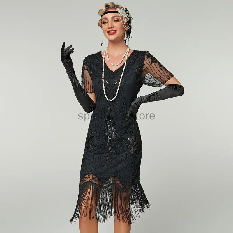 Art Deco Flapper Aftenkjole (Gatsby & Downton Abbey Stil)
