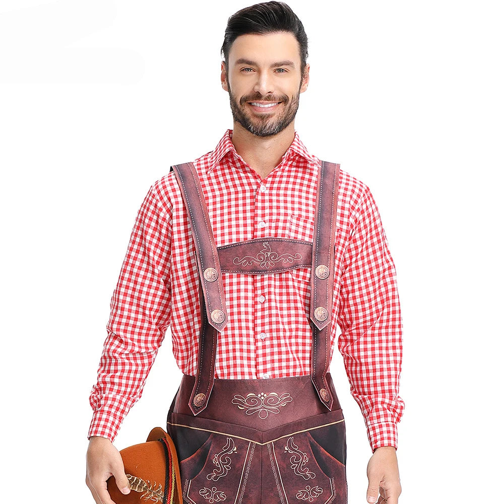 Bayersk Oktoberfest Skjorte og Lederhosen for Herre
