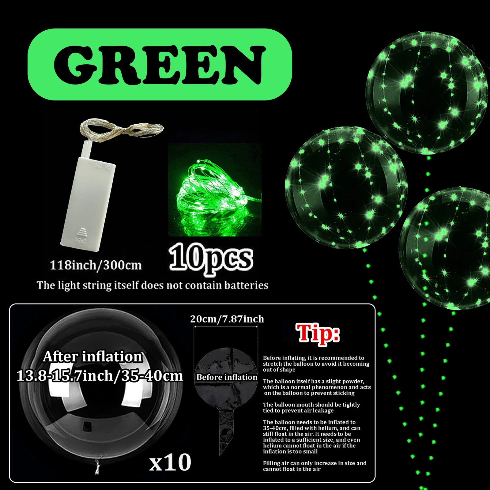 LED Bobo-ballonger med Lys (10-pk)