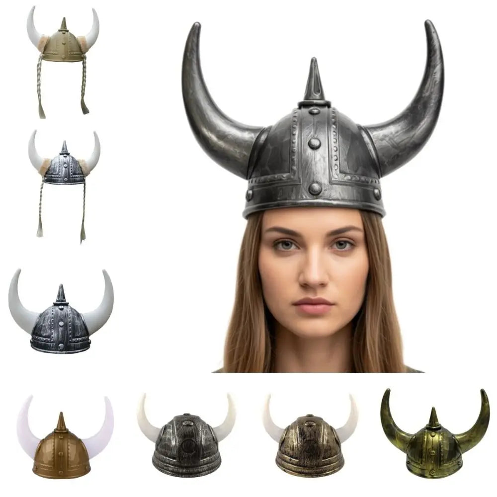 Vikinghjelm med Horn og Fletter