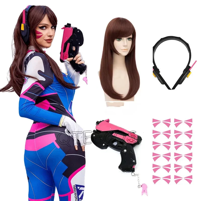 Overwatch D.Va Bodysuit Cosplay Kostyme & Tilbehør