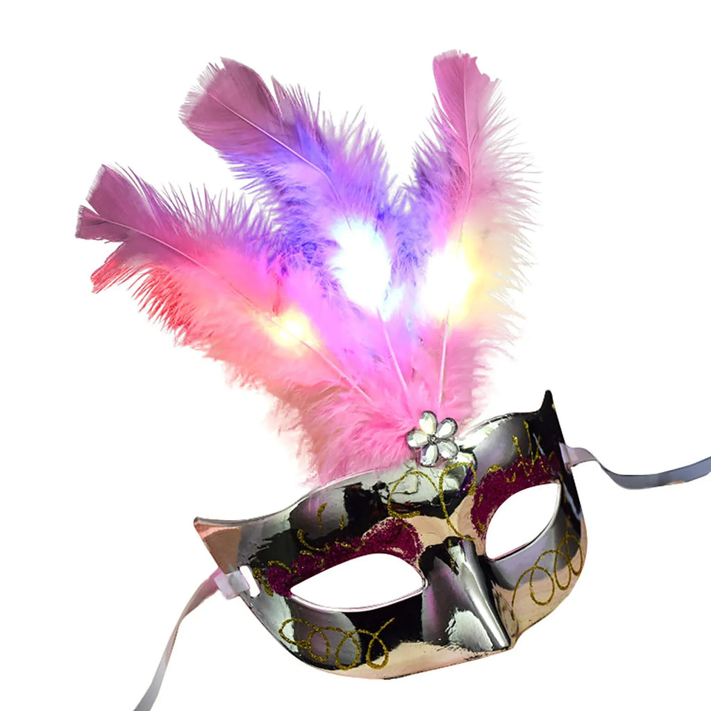 LED-Lysende Fjærmaske til Maskerade