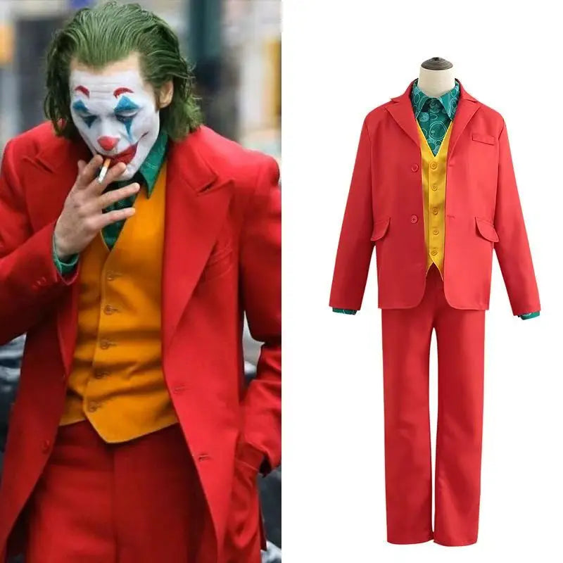 Joker Rød Dress og Grønn Parykk Komplett Sett
