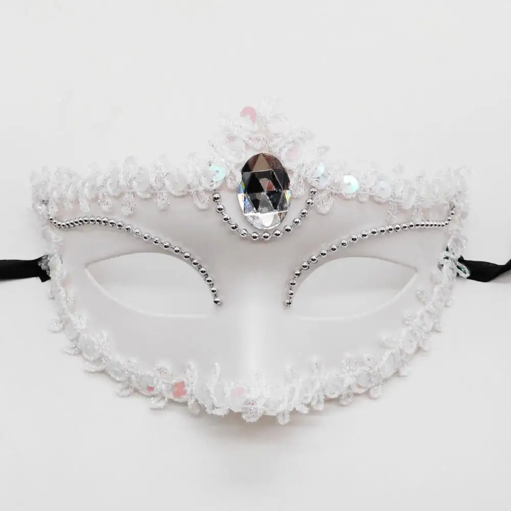 Luksuriøs Venetiansk Fjærmaske med Strass