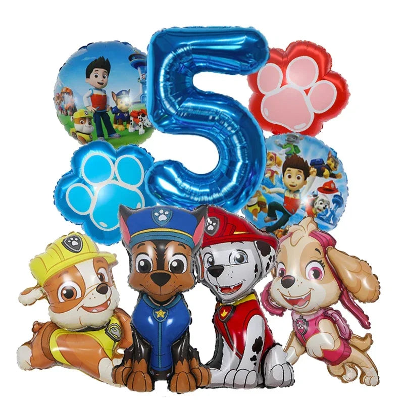 Paw Patrol Folieballonger Sett med Tall – Bursdagspynt for Barn
